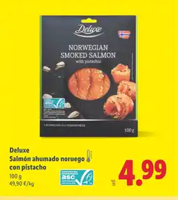 Lidl DELUXE Salmón ahumado noruego con pistacho oferta