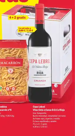 Lidl CEPA LEBREL Vino tinto crianza D.O.Ca Rioja oferta