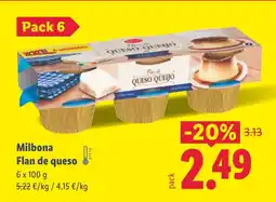 Lidl MILBONA Flan de queso oferta