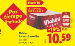 Lidl MAHOU Cerveza 5 estrellas oferta