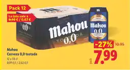 Lidl MAHOU Cerveza 0,0 tostada oferta