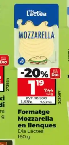 Dia DIA LÁCTEA Formatge Mozzarella en llenques oferta