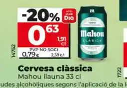 Dia MAHOU Cervesa clàssica oferta