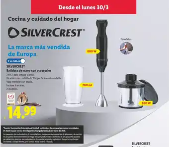 Lidl SILVERCREST Batidora de mano con accesorios oferta