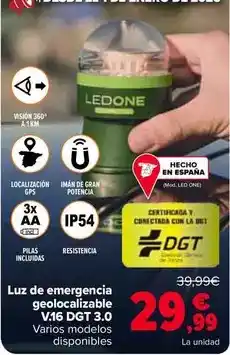Carrefour Luz de emergencia geolacilzable v16 dgt 3.0 oferta