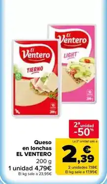 Carrefour Market El ventero - queso en lonchas oferta