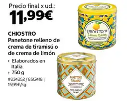 Costco CHIOSTRO Panetone relleno de crema de tiramisú o de crema de limón oferta