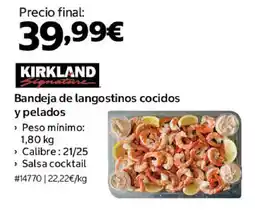 Costco KIRKLAND Bandeja de langostinos cocidos y pelados oferta