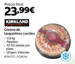 Costco KIRKLAND Corona de langostinos cocidos oferta
