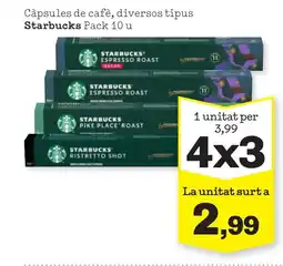 Sorli STARBUCKS Càpsules de cafè, diversos tipus oferta