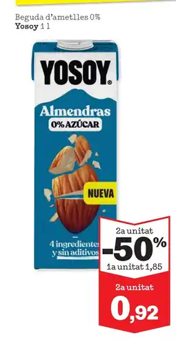 Sorli YOSOY Beguda d'ametlles 0% oferta
