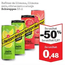 Sorli SCHWEPPES Refresc de llimona, llimona zero, citrus zero o aranja oferta