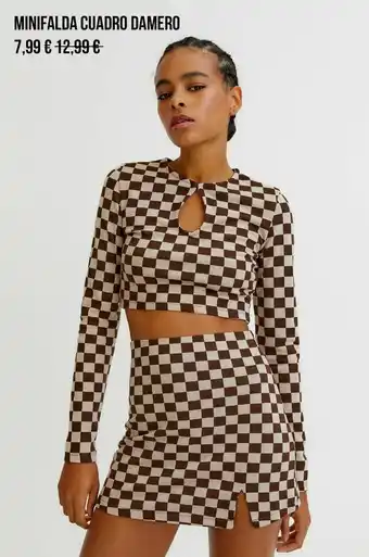 Pull & Bear Minifalda cuadro damero oferta