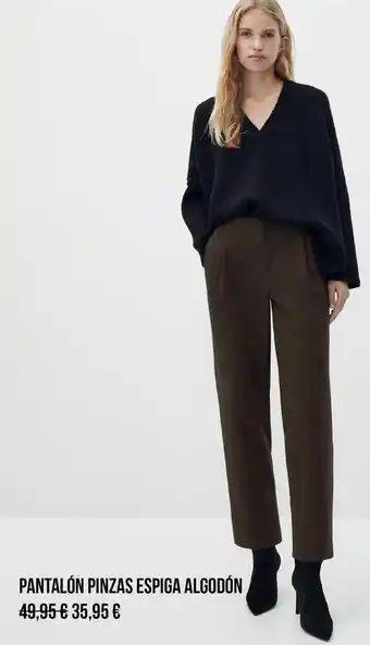Pantalón pinzas espiga algodón