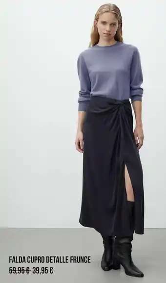 Massimo Dutti Falda cupro detalle frunce oferta