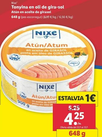 Lidl Atún en aceite de girasol nixe oferta