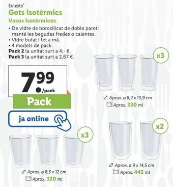 Lidl Vasos ernesto oferta