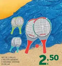 HiperDino Set de 2 palas y pelota madera 3 colores vintage oferta