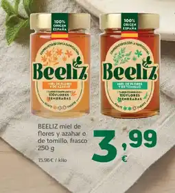 HiperDino BEELIZ miel de flores y azahar o de tomillo, frasco oferta