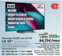El Corte Inglés LG 55" Televisor OLED evo AI C5 OLED55C56LB oferta