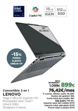 El Corte Inglés LENOVO Convertible 2 en 1 oferta