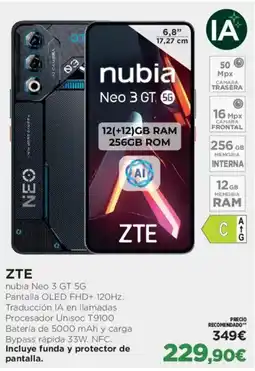 El Corte Inglés ZTE nubia Neo 3 GT 5G Pantalla OLED FHD+ 120Hz oferta
