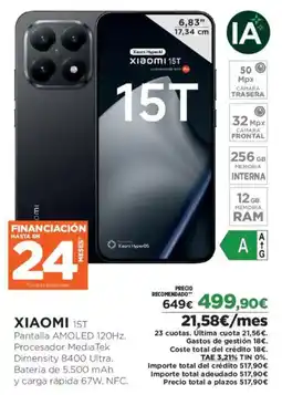 El Corte Inglés XIAOMI 15T Pantalla AMOLED 120Hz oferta