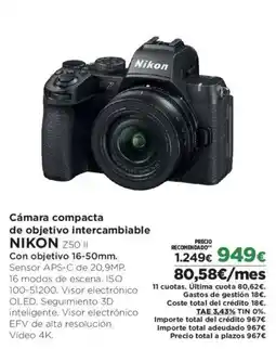 El Corte Inglés NIKON Cámara compacta de objetivo intercambiable Z50 II oferta