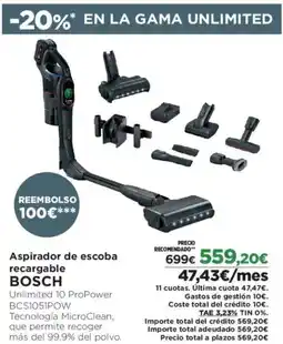 El Corte Inglés BOSCH Aspirador de escoba recargable oferta