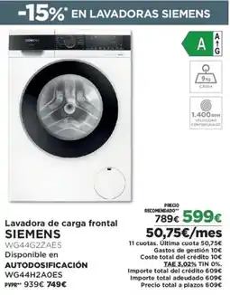 El Corte Inglés SIEMENS Lavadora de carga frontal oferta