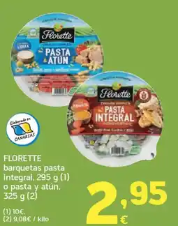 HiperDino FLORETTE barquetas pasta integral o pasta y atún oferta