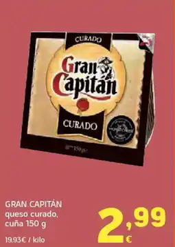 HiperDino GRAN CAPITÁN queso curado, cuña oferta