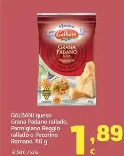 HiperDino GALBANI queso Grana Padano rallado, Parmigiano Reggio rallado o Pecorino Romano oferta