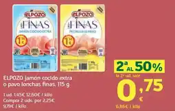 HiperDino ELPOZO jamón cocido extra o pavo lonchas finas oferta