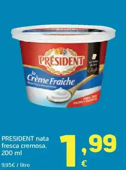 HiperDino PRESIDENT nata fresca cremosa oferta