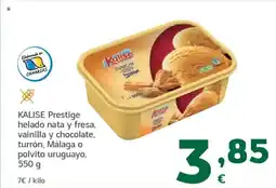 HiperDino KALISE Prestige helado nata y fresa, vainilla y chocolate, turrón, Málaga o polvito uruguayo oferta