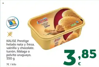 HiperDino KALISE Prestige helado nata y fresa, vainilla y chocolate, turrón, Málaga o polvito uruguayo oferta