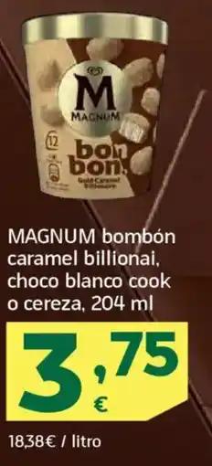 HiperDino MAGNUM bombón caramel billionai, choco blanco cook o cereza oferta