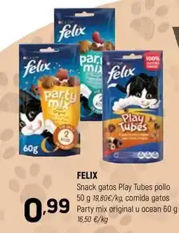 Coviran Felix - snack gatos play tubes pollo oferta