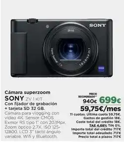 El Corte Inglés Sony - camara superzoom oferta