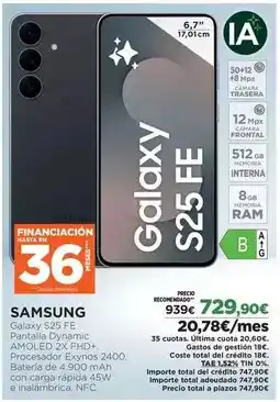 El Corte Inglés Samsung - galaxy s25 fe oferta