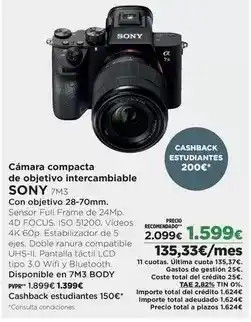 El Corte Inglés Sony - camara compacta de objetivo intercambiable oferta