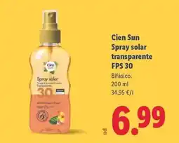 Lidl Cien - spray solar transparente fps 30 oferta