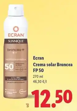 Lidl Ecran crema solar broncea oferta