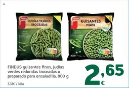 HiperDino FINDUS guisantes finos, judias verdes redondas troceadas o preparado para ensaladilla oferta