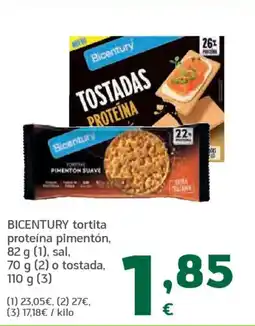 HiperDino BICENTURY tortita proteína pimentón sal o tostada oferta