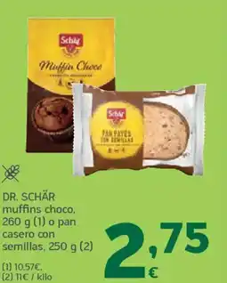 HiperDino DR. SCHÄR muffins choco o pan casero con semillas oferta