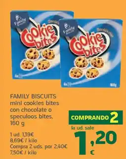 HiperDino FAMILY BISCUITS mini cookies bites con chocolate o speculoos bites, oferta