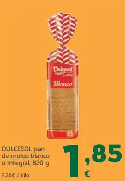 HiperDino DULCESOL pan de molde blanco o integral oferta