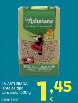 HiperDino LA ASTURIANA lentejas tipo Lanzarote oferta